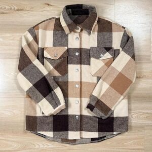 Cozy Plaid Button-Up Shacket – Size S (Unisex)